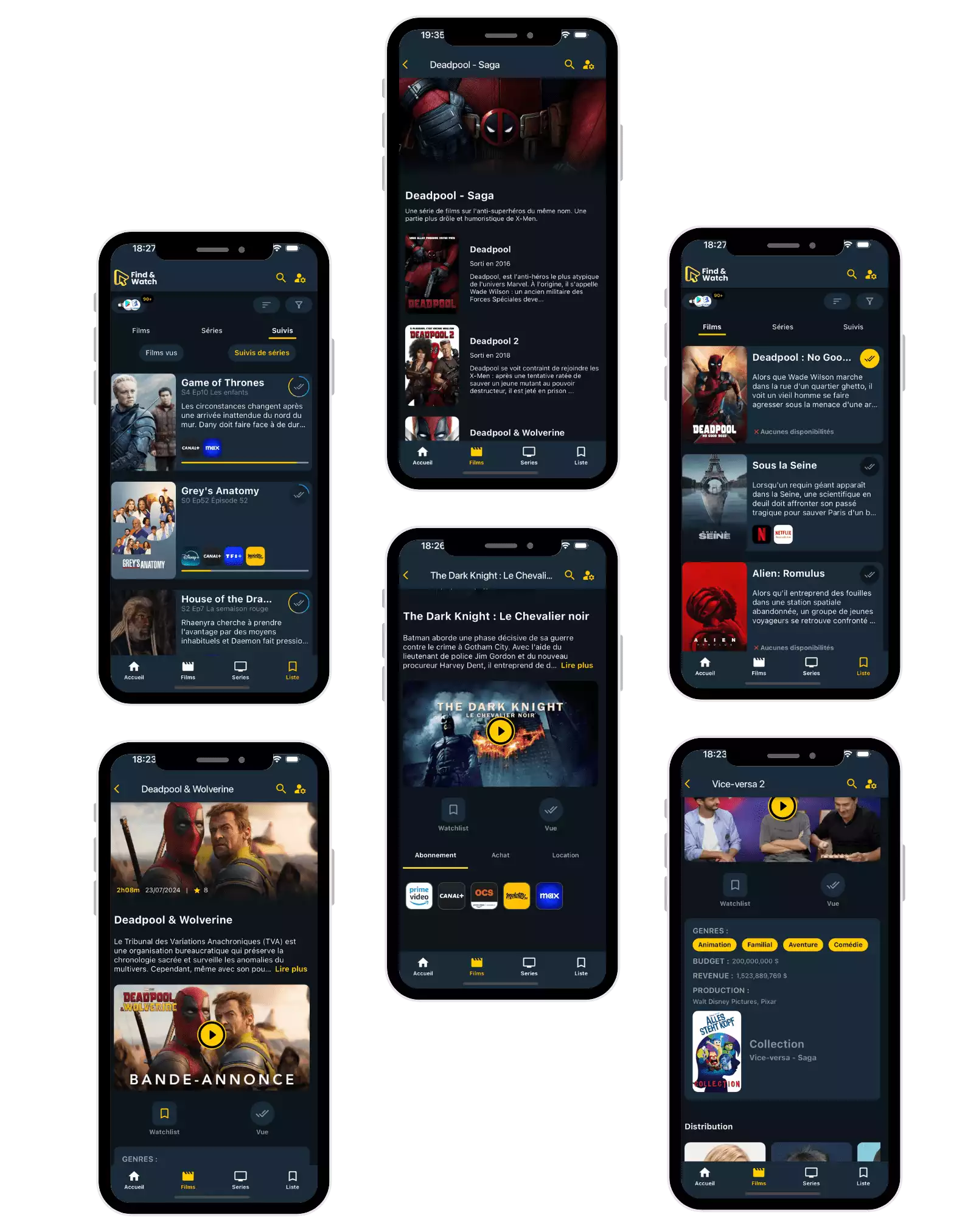Find & Watch sur plusieurs mobiles Find & Watch sur plusieurs mobiles